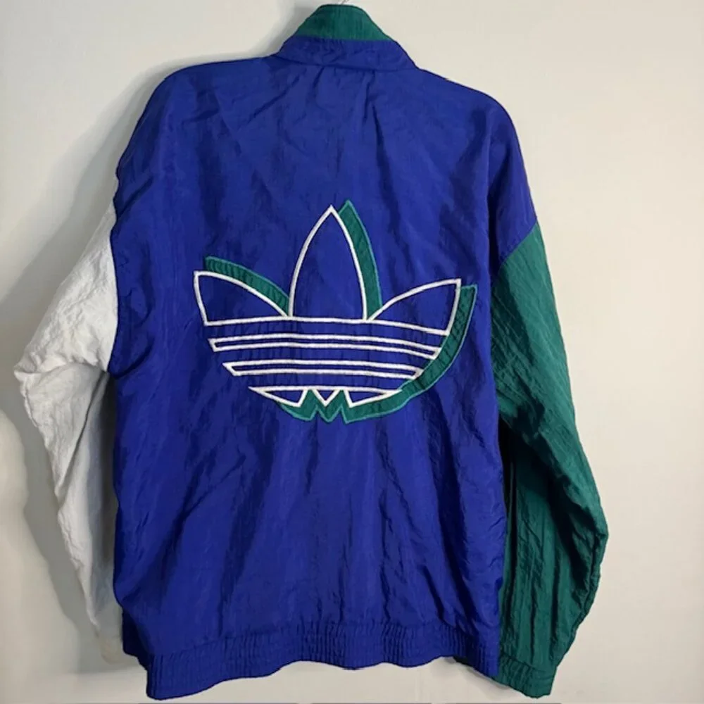 Vintage Men's Adidas Windbreaker / Track Jacket Color Block Size Medium